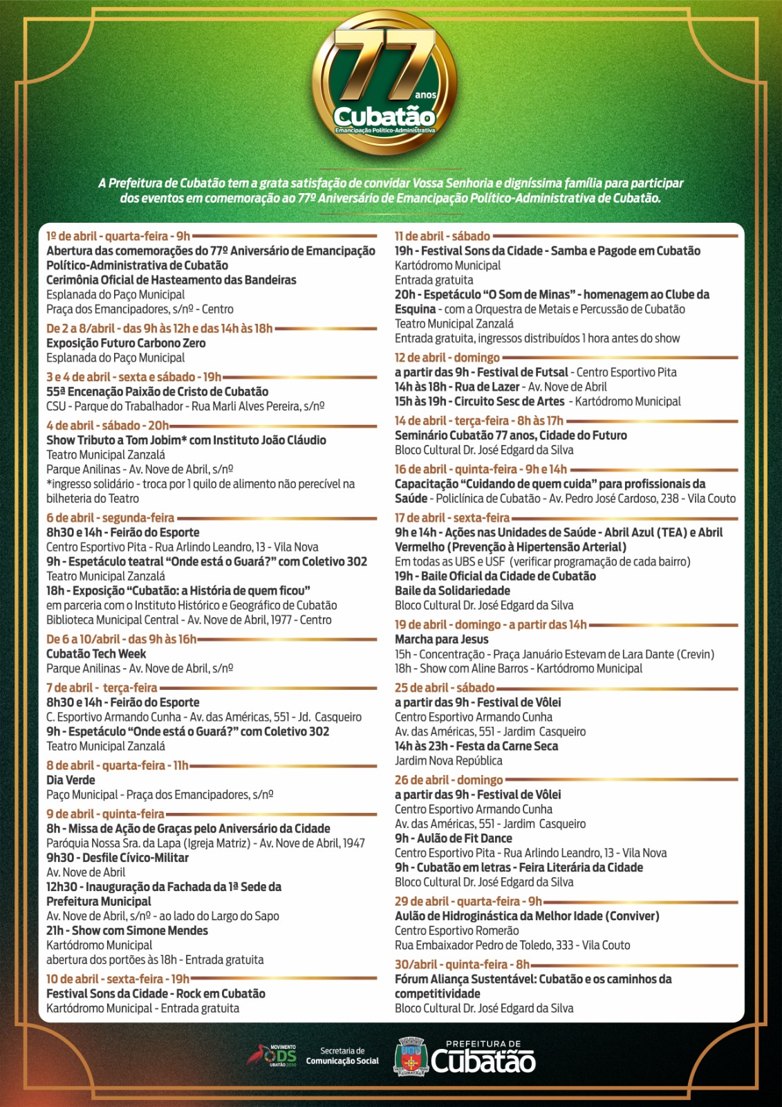 Programação 77 Anos